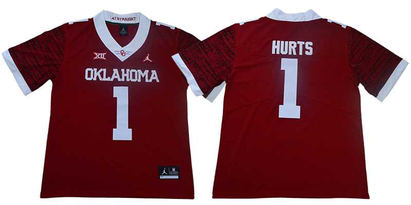 Oklahoma Sooners 1 Jalen Hurts Red 47 Game Winning Streak College Football Jersey,We sell and wholesale Oklahoma Sooners 1 Jalen Hurts Red 47 Game Winning Streak College Football Jersey on line form chian!